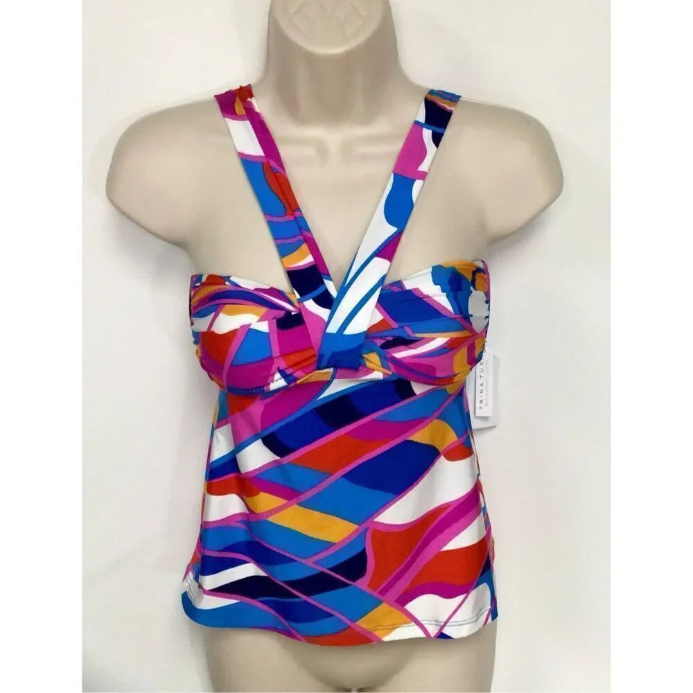 Trina Turk Womens Multicolor Rio Convertible Bandeau Tankini Size‎ 2 NWT